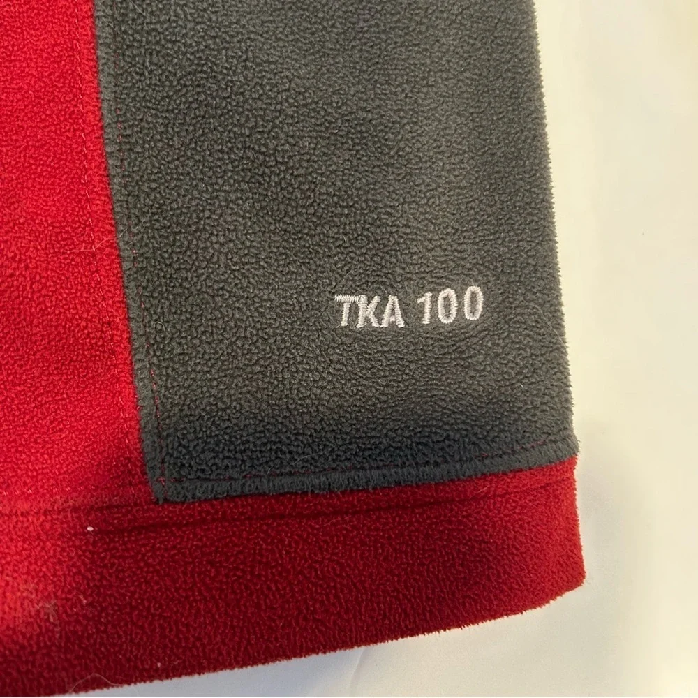 The North Face Long Sleeve 1/4 Zip Fleece Pullover Red/Gray TKA 100 Men Size M